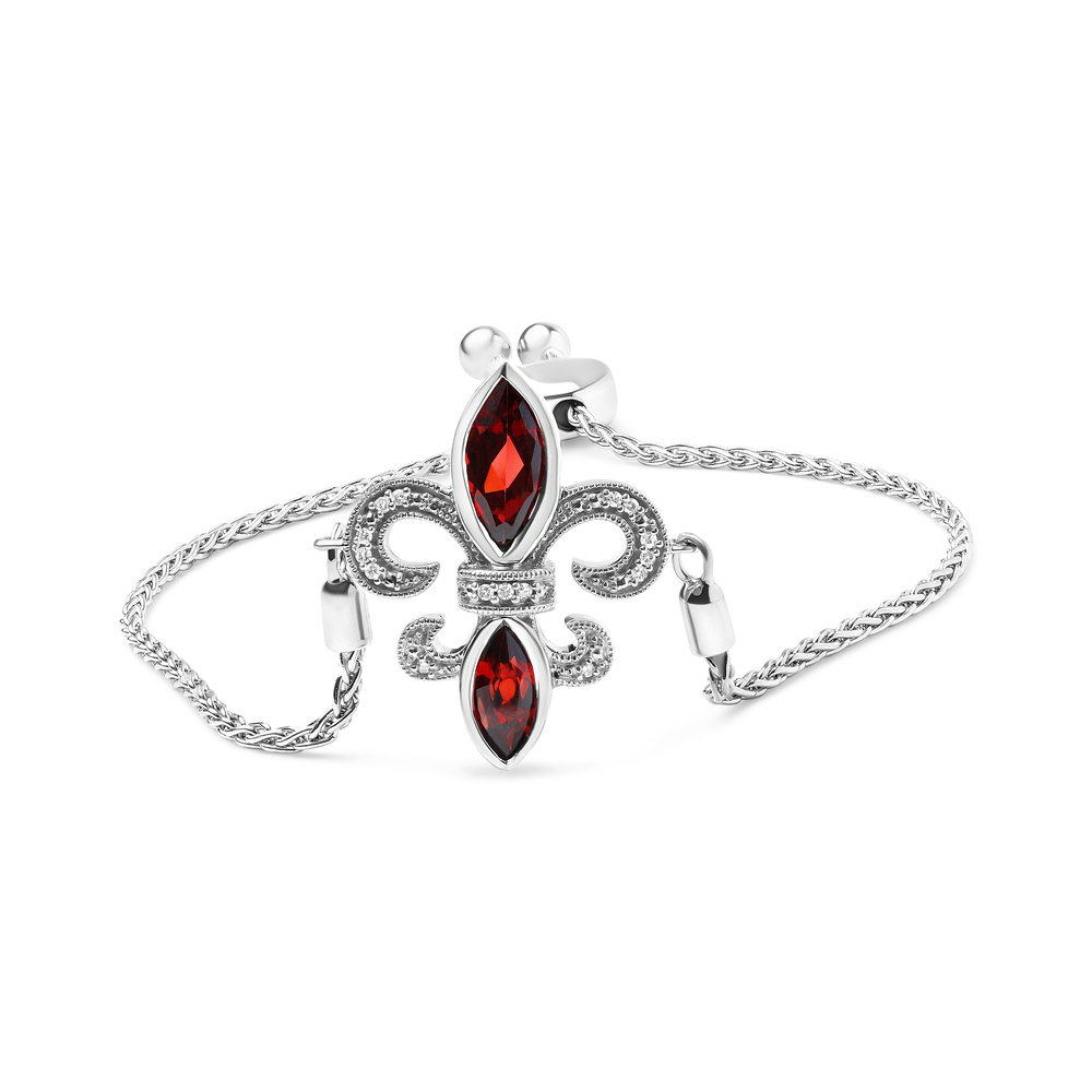 .925 Sterling Silver Marquise Garnet  and